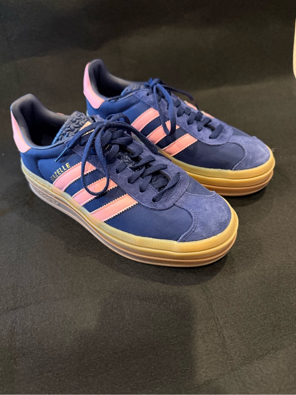 adidas Navy and Pink Gazelle-Style Low Tops